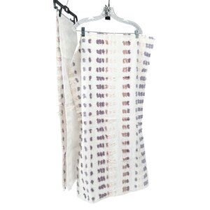 Set Of 2 Cotton Pillow Shams King Size 20x36 White w Purple Pink Tufted Design